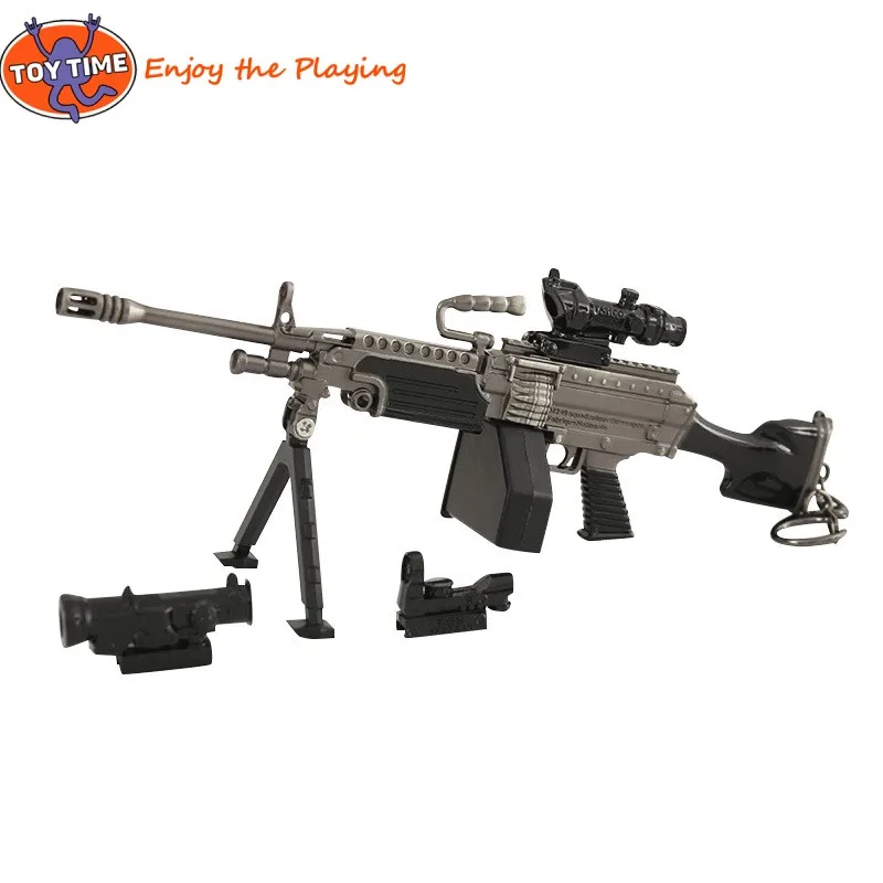 PUBG Weapon Related Products Medium Collection M249 Detachable Double Mirror Clip Light Machine Gun  Alloy Metal Toy 5