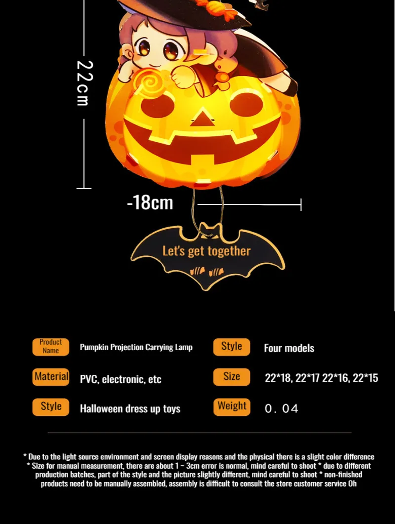 Halloween pumpkin lantern handmade hand-held lantern luminous toy pumpkin projection props