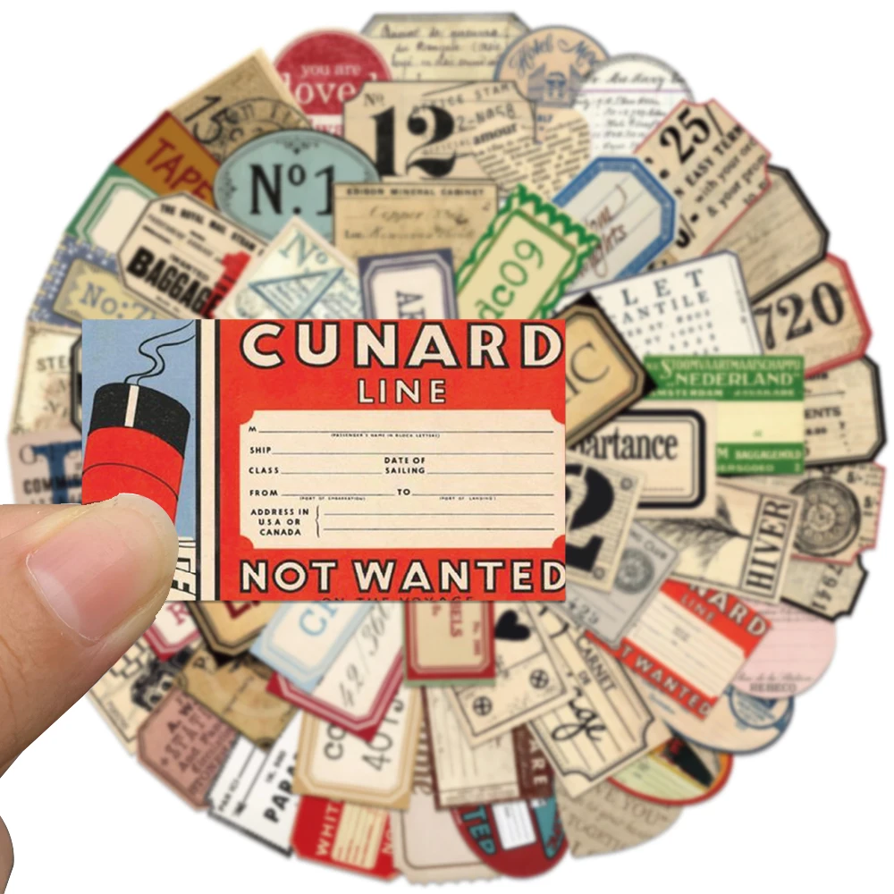 Pack of 50 Retro Decorative Stickers