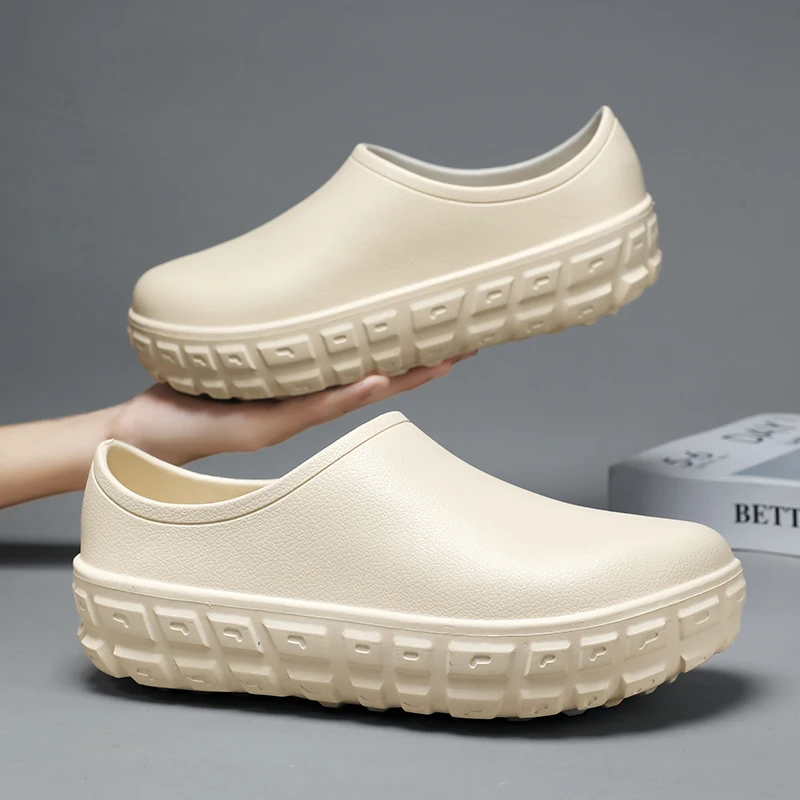Men Summer Slipper Kitchen Clogs Chef Shoes Work Flip-flop Waterproof Oil-proof Sandal Non-Slip Garden Shoes Slippers For Male