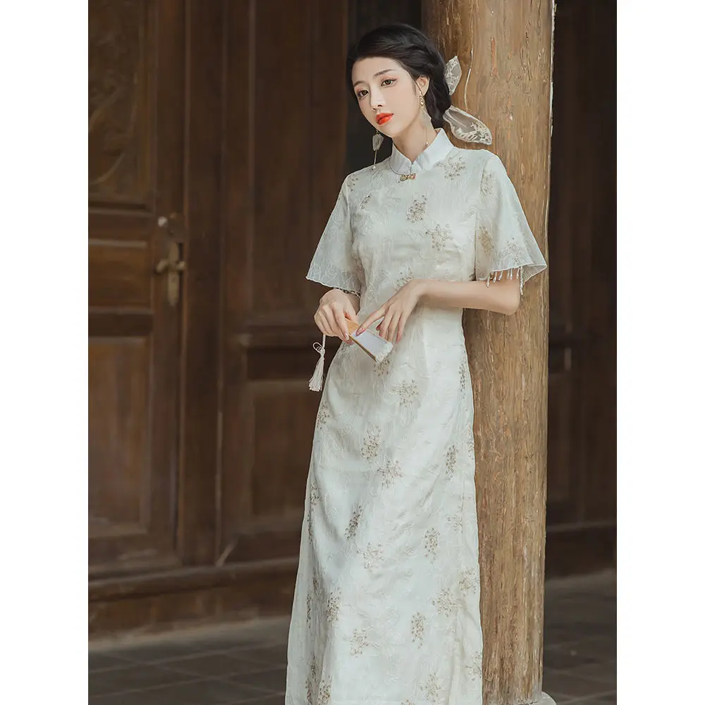 

Girl's Cheongsam Gentle and Elegant Daily Retro Young Cheongsam Improved Dress Women's Summer Fairy Qipao Modern