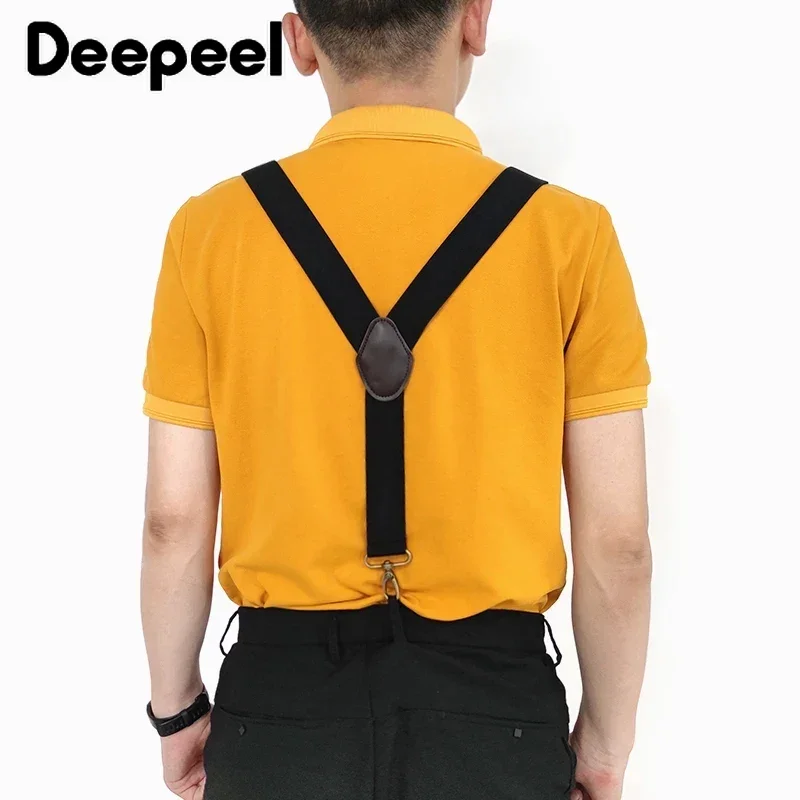 Men Suspenders Braces 3.5*120cm Men's Suspender Adults Elastic Strap 3 Clips Buckle