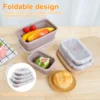 4Pcs Silicone Food Storage Container Temperature Resistant Lunch Meal Prep Container Microwave Safe Food Box Collapsible 2