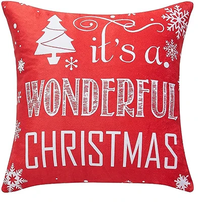 Short Plush Christmas Throw Pillowcase Decorations, Happy Red Pillowcase, Sofa Living Room Decoration Pillowcase 50*50 Decor