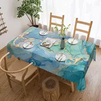 Nappe fluide de luxe en marbre turquoise, couverture de table abstraite dorée turquoise de qualité supérieure pour une cuisine élégante, une salle à manger ou une fête 5