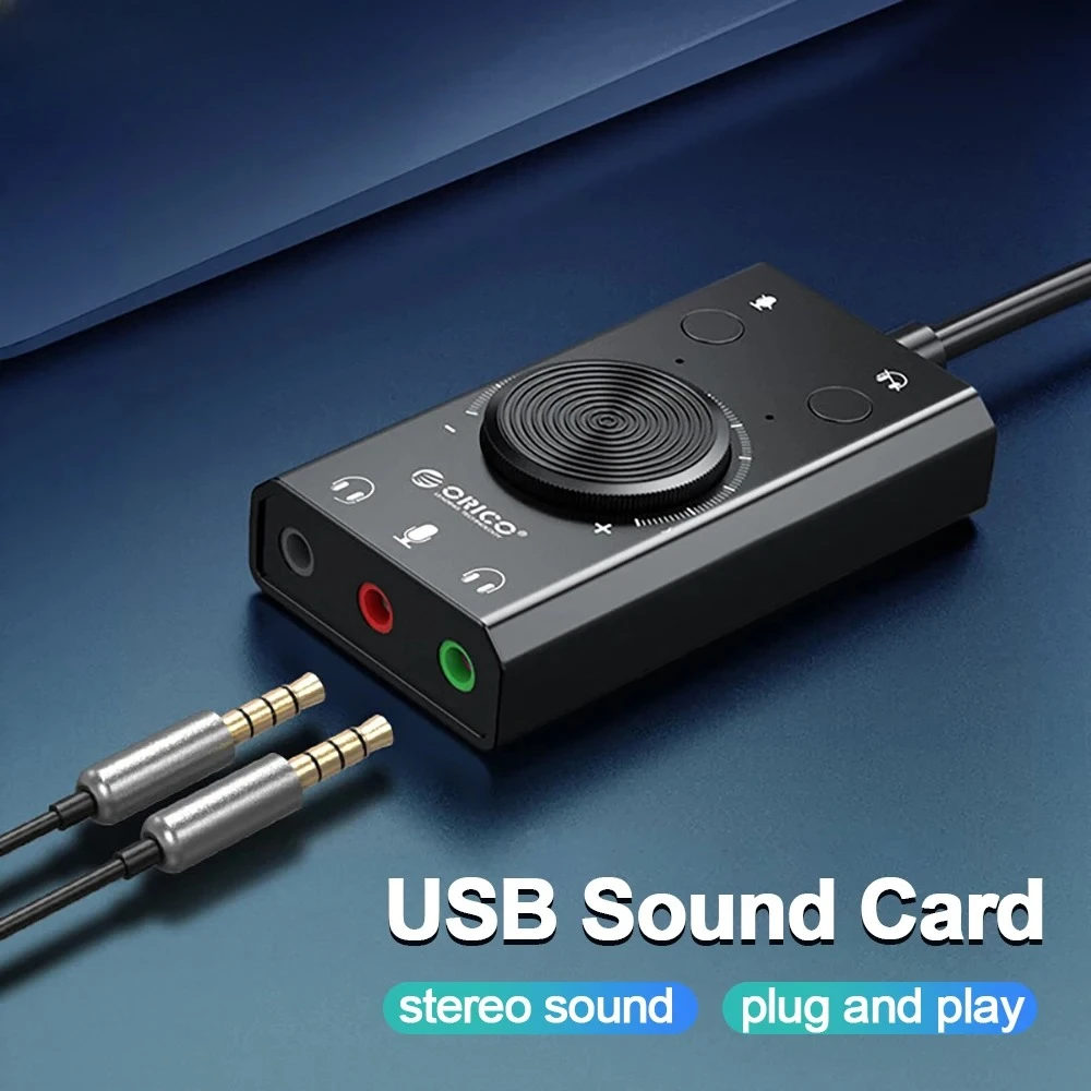 USB External Sound Card with Audio Jack and Volume Control