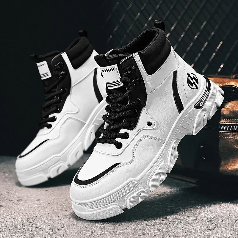 أحذية بيضاء قصيرة للرجال ، أحذية بريطانية للدراجات...