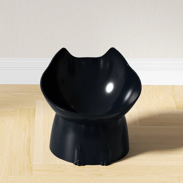 WhiskerWare Elevated Cat Bowl, Anti-Tip Plastic Raised Pet Feeding Dish with Tilted Edge, Neck Protection Kitty Food 6