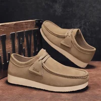 Retro Khaki Men's Loafers Comfy Suede Leather Casual Shoes Men Lightweight Moccasins For Men Slip-on Shoes zapatos para hombre