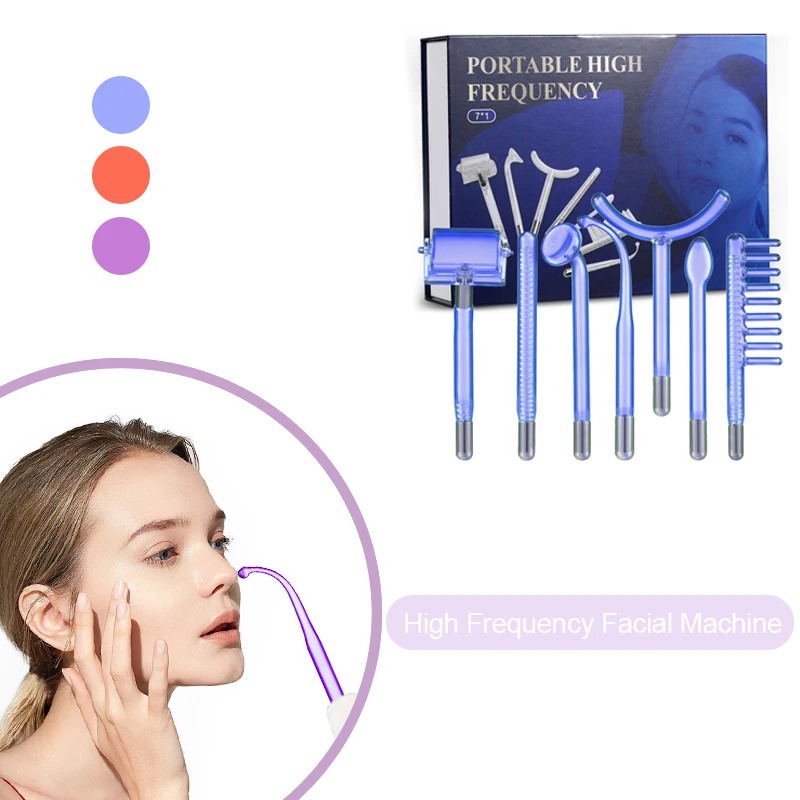 High Frequency Facial Machine Electrotherapy Wand Glass Tube Neon Anti Aging Wrinkle Removal Acne Skin Spa（Without Handle)