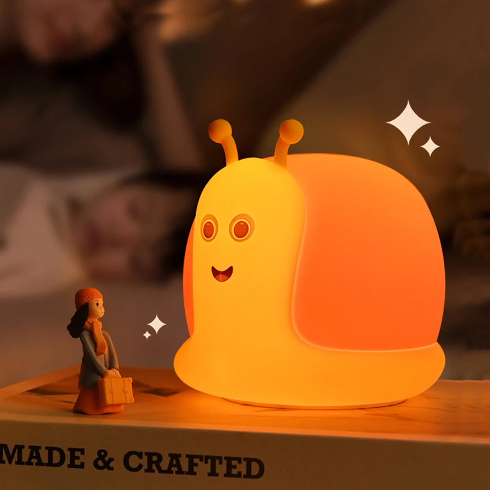 Cute Capybara Night Light Novelty 2 Levels Dimmable Nursery Snail Nightlight Rechargeable Touch Lamp for Kids Room Decor 6