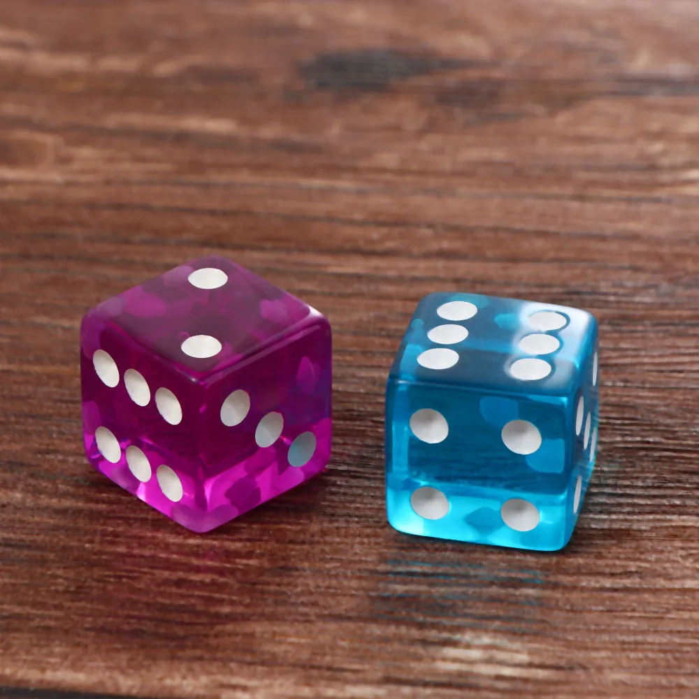 1Pcs Colorful 19mm Casino Dice with Razor Edges and Matching Serial Numbers Clear Translucent D6 Royal Craps