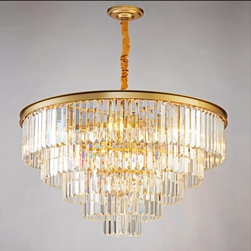 

Gold Modern Crystal Chandeliers Lighting Contemporary Pendant Chandelier Ceiling Lamp Lights Fixture for Dining Room Living Room