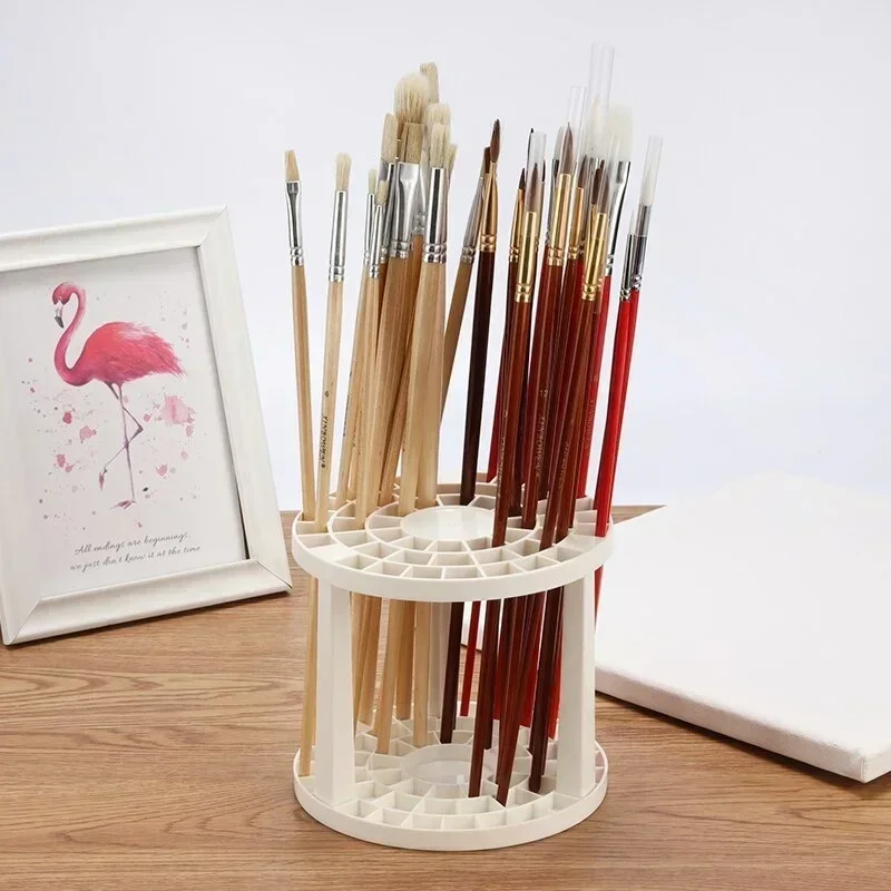 

49 Holes Paint Brush Pen Holder New Portable Watercolor Rack Display Stand Support Desk Organizer School Supplies for Students