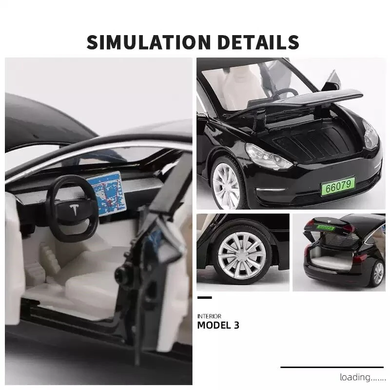 Diecast Car Toys Compatible for Tesla Model 3 Replica, 1:32 Scale Alloy  Model 3 Toy Car Pull Back Car Model with Sound and Light Toy Vehicles, Mini