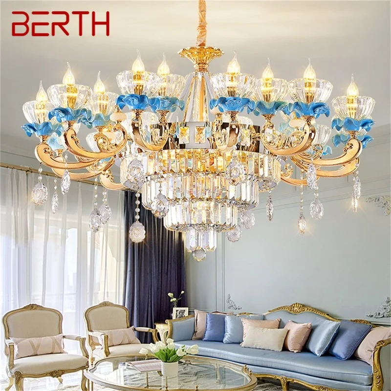 

BERTH Nordic Modern Chandelier Creative Luxury Crystal LED Candle Pendant Lamp for Home Decor Living Room Hotel Lobby Fixtures