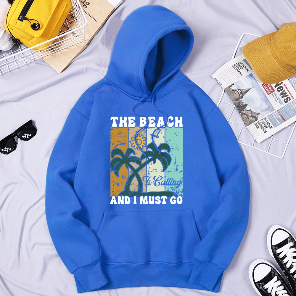 

The Beach Is Calling And I Must Go Hooded Men'S Basic Street Hoodie Harajuku All-Match Clothing Fashion Loose Streetwear Men'S