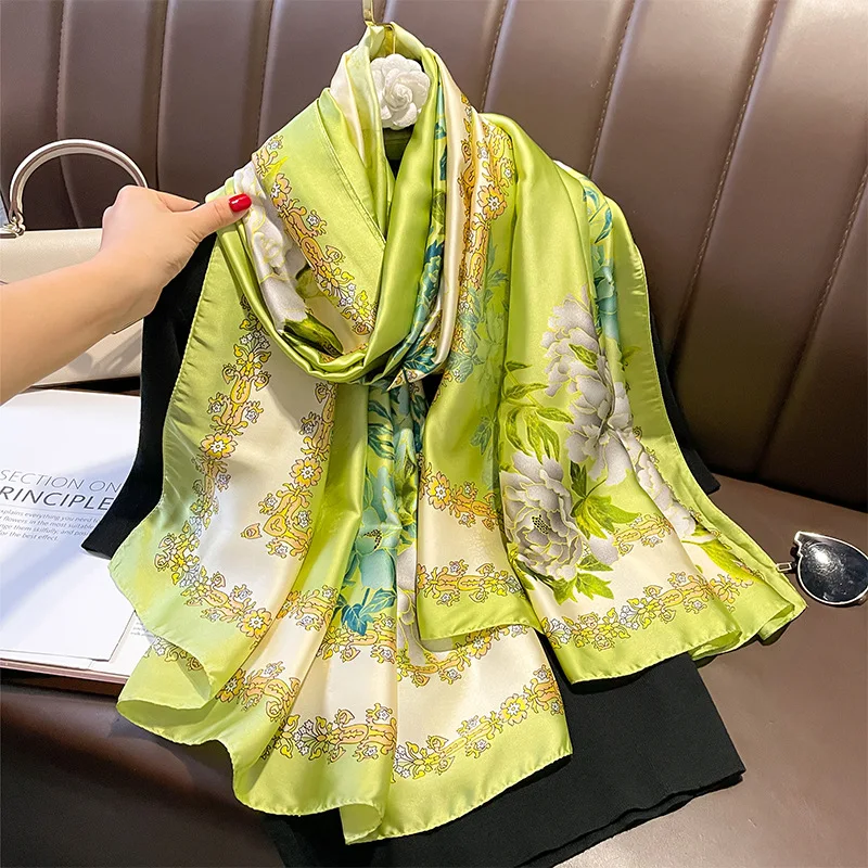 

Luxury Brand Summer Silk Scarf Women Fashion Quality Soft Scarves Female Shawls Foulard Bandana Beach Cover-ups Wraps 2023