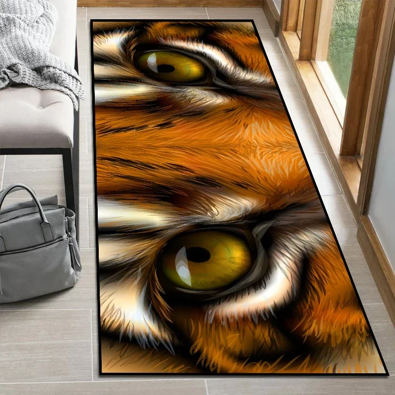 

Tiger Eyes Carpet for Living Room, Bedroom Decor, 3D Vision, Long Strip Rug, Bedside, Soft Plush Area Rugs, Corridor Entrance Fl