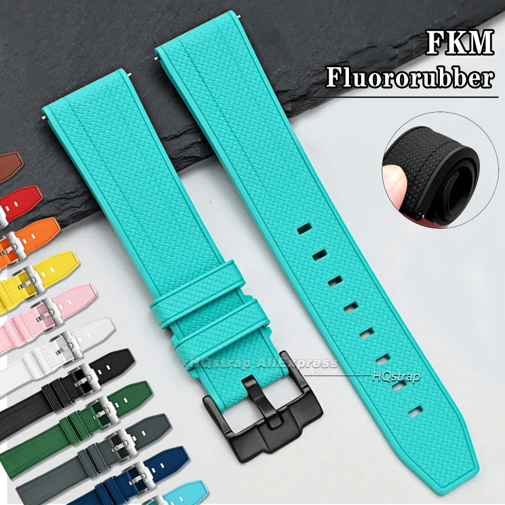 Premium FKM Rubber Watch Strap - Universal Waterproof Sport Wristband with Quick Release