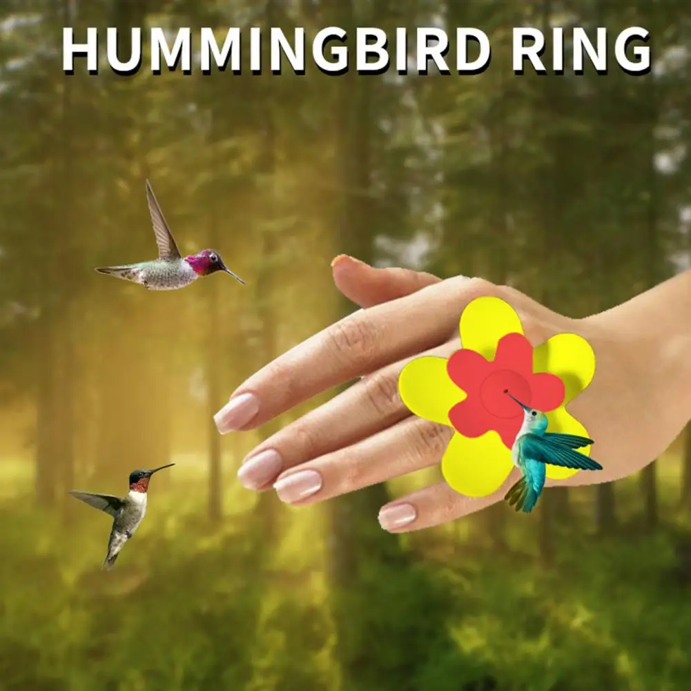 Flower Hummingbird Ring Feeder Attract And Admire Cute Hummingbirds Up Close Wearable Bird Feeder Bird Supply