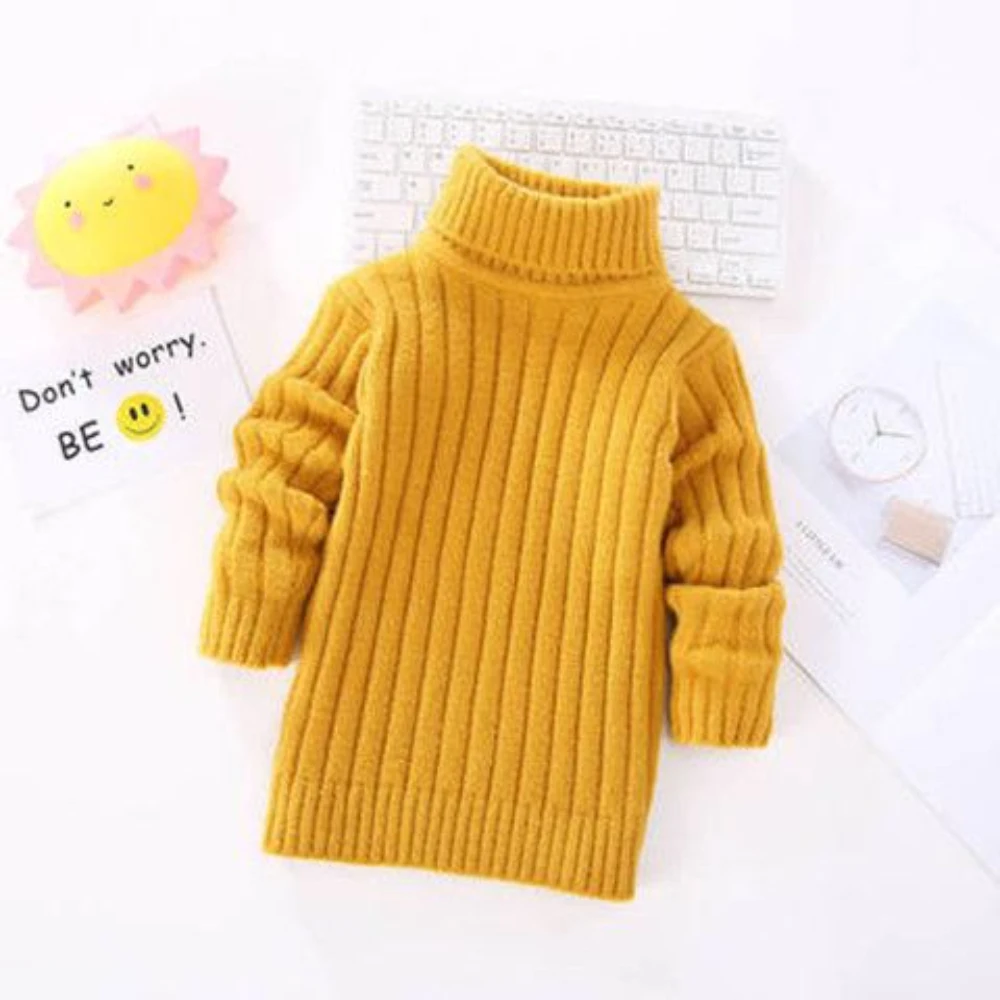 

2022 Autumn Kids Sweaters Solid Girls Sweater Brief Boys Pullover Turtleneck Boys Knitwear Winter Baby Girl Clothes