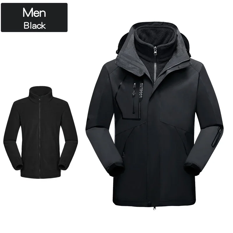 Skiing Jackets 3 In 1 Men Women Winter Warm Ski Hooded Jacket Windproof Waterproof Wear-resisting Outdoors Hiking Climbing Coat winter jacket ski jacket