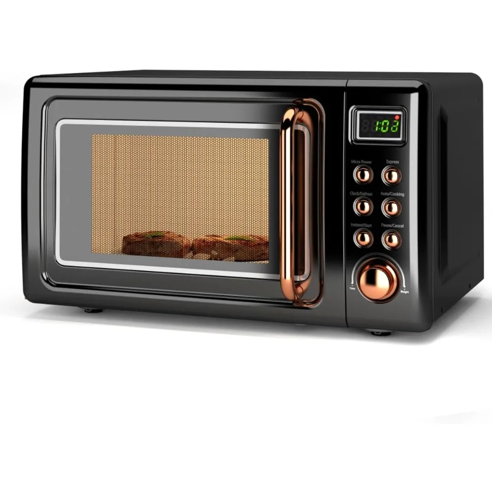 Countertop Microwave Oven, 0.7 Cu Ft Small Microwaves with Defrost, 5 Micro Power, 8 Auto-cooking Set & Child Lock, Microwave