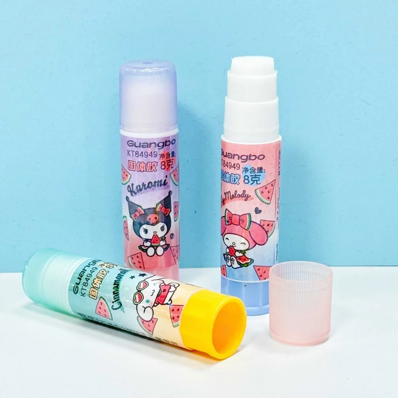 24PCS/LOT KAWAII SANRIO KUROMI 멜로디 CINNAMOROLL 솔리드 풀 건 스틱 DIY 도구 학생 수제 사무실 학용품