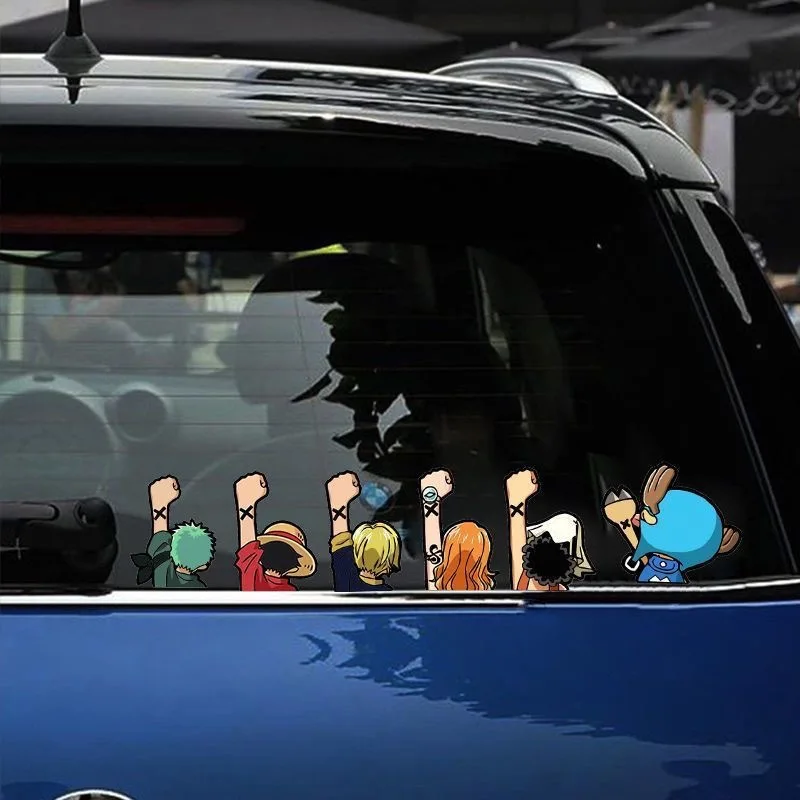 1 pz Anime One Piece Stickers Cartoon rufy Joe Bassolo Back Car Rear Window Scratch Stickers adesivi impermeabili riflettenti