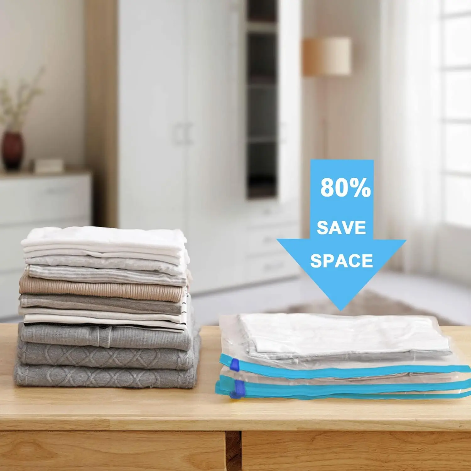 Jumbo Vacuum Storage Bags Space Saver Compression for Comforters and Blankets, Sealer Clothes 6