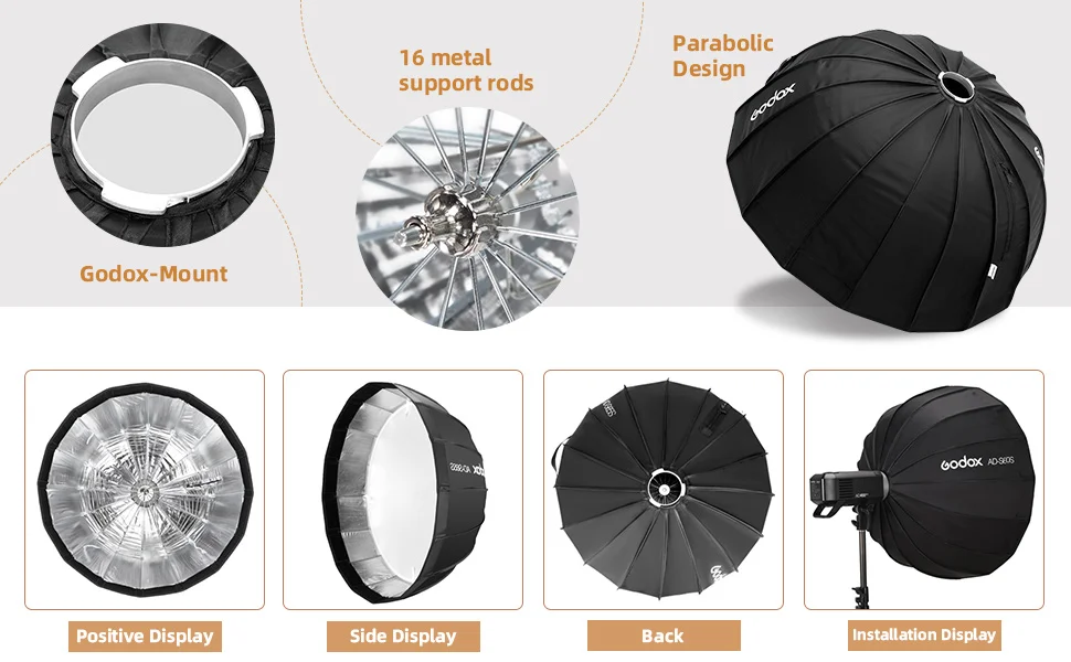 AD-S60S 60cm Umbrella Softbox with Honeycomb Grid  Mount Softbox for AD400Pro AD