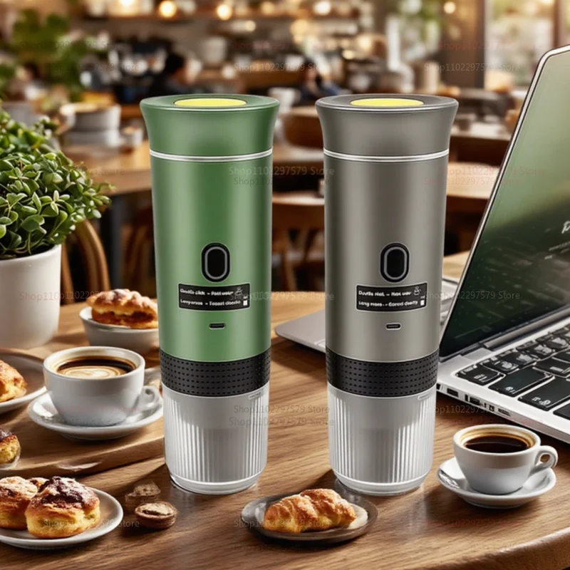 3 in 1 Wireless Heating Portable Coffee Maker for Capsule & Ground Coffee Car Use Home Camping Travel Quick Brew