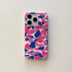 Stylish Multicolor Camouflage Glossy Phone Case - iPhone 15 (Purple)