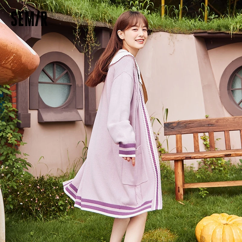

Semir Cardigan Women Mid-Length 2021 Spring And Autumn New Style Lazy Style Loose Sweater