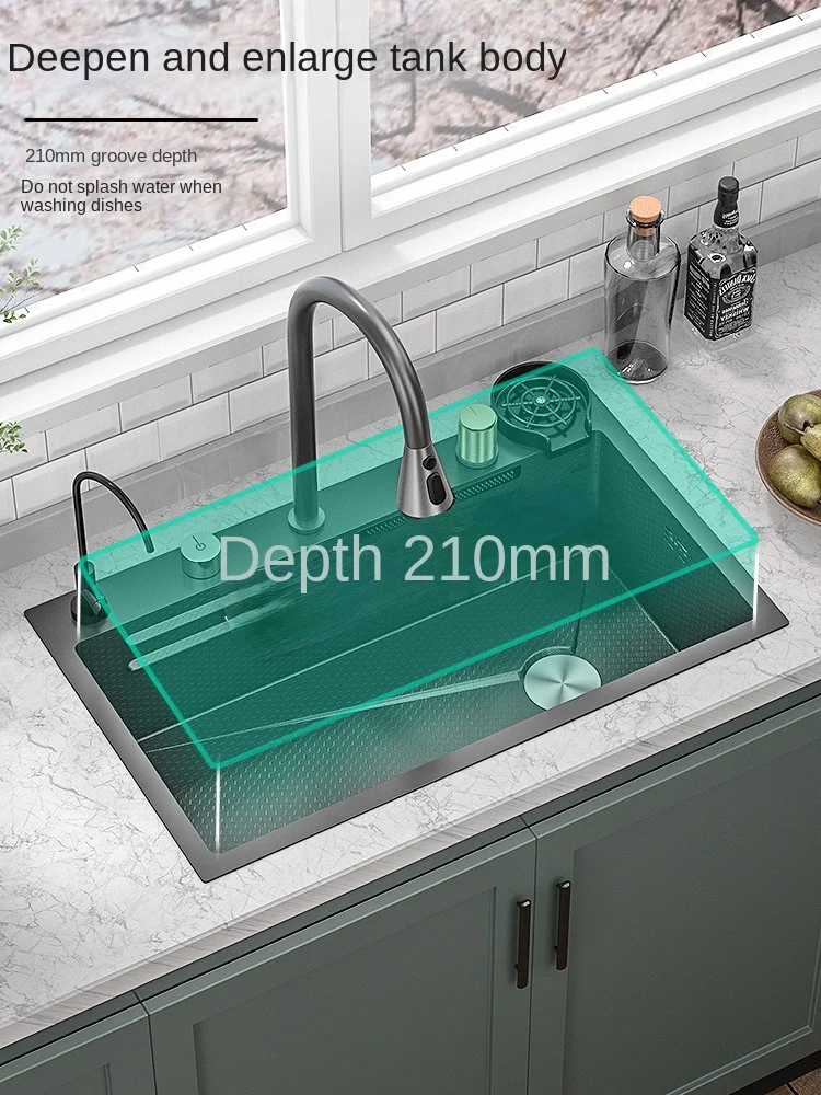 Undercounter sink Feiyu Cabinet built-in kitchen large single sink 304 stainless steel Feiyu waterfall washbasin