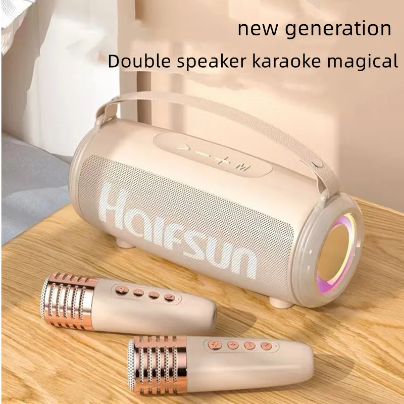 

High Power Wireless Bluetooth Speaker Wireless Microphone Karaoke Machine Bluetooth Speaker KTV System HIFI Stereo Portab