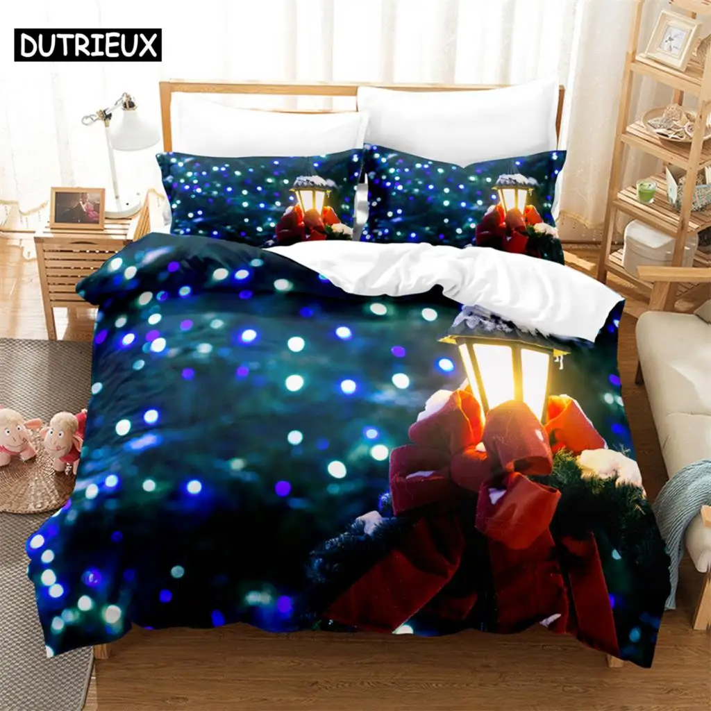 

3PCS Christmas lights gifts Bedding Sets Home Bedclothes Super King Cover Pillowcase Comforter Textiles Bedding Set