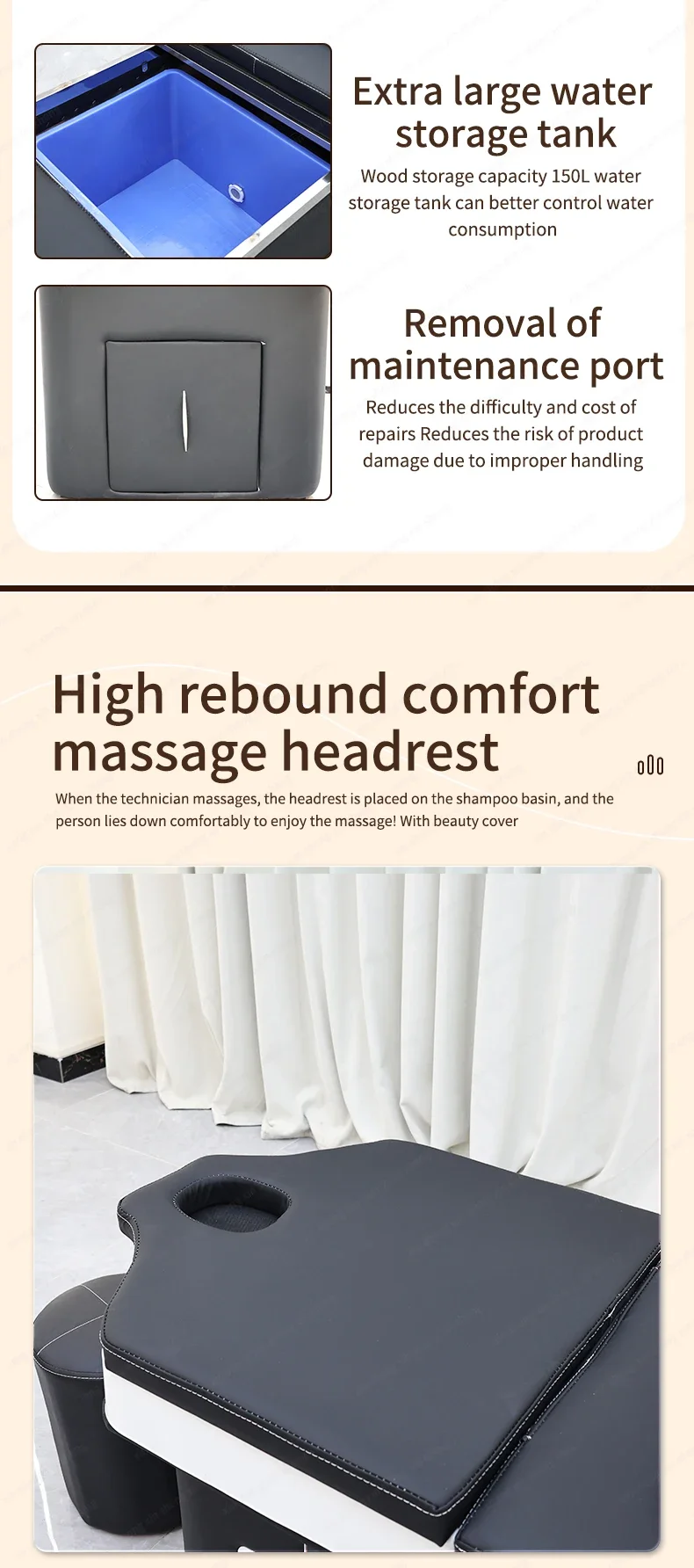 XinSheng Massageliege, Shampoo-Liege, Kopf-SPA-Salonmöbel, Haarwaschausrüstung, Schönheitspflegebett, Sofa-Kissen – Detail 7