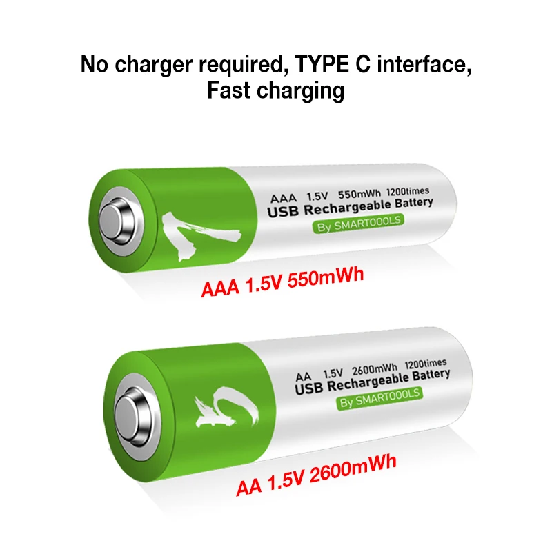 

Original AA AAA USB Rechargeable Batteries 1.5V 2600mWh Li-ion Battery For Remote Control Mouse Electric Toy Battery