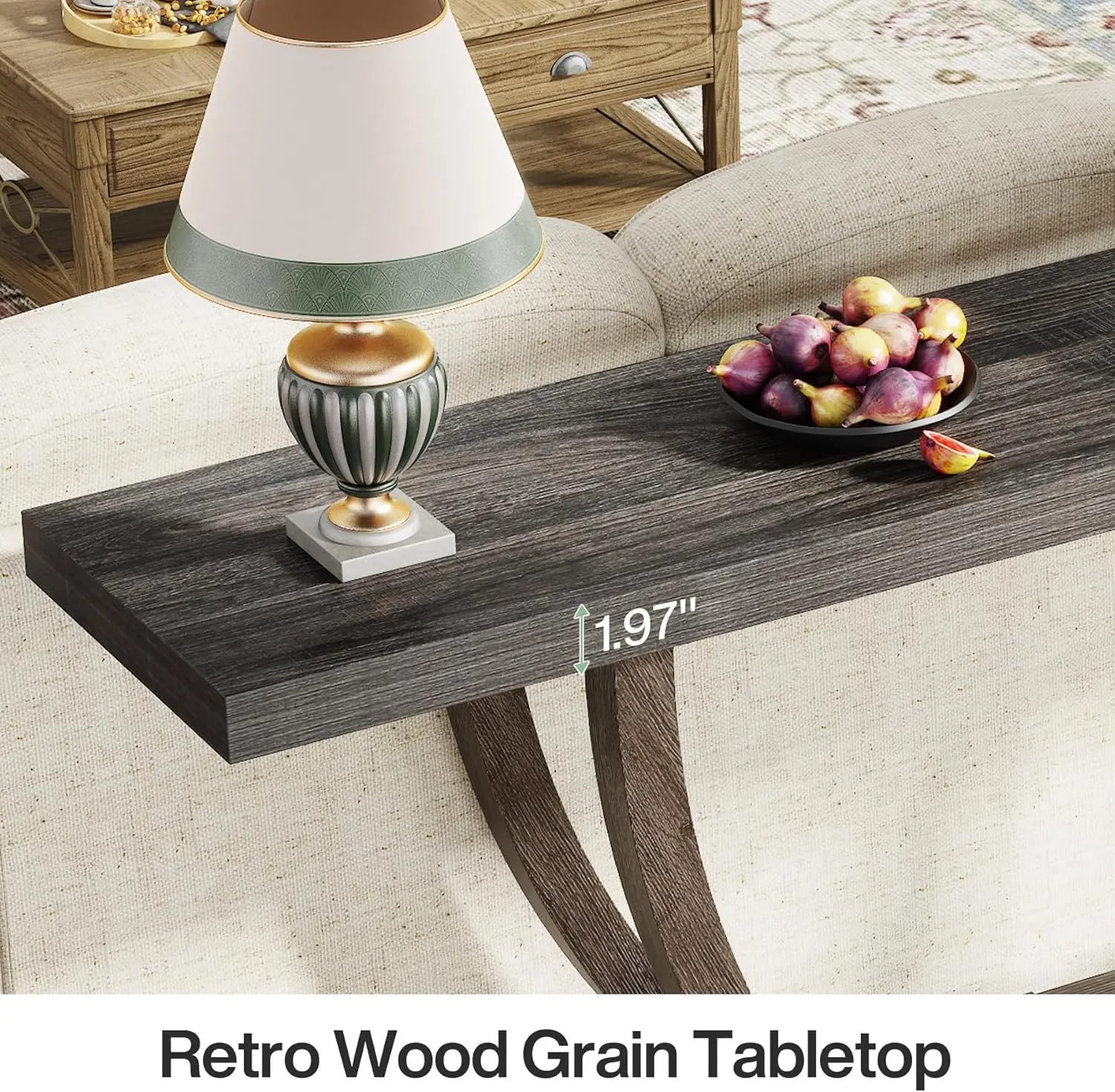 63-Inch Skinny Console Table 2-Tier Farmhouse Sofa Table Narrow Long Thickened Behind Couch