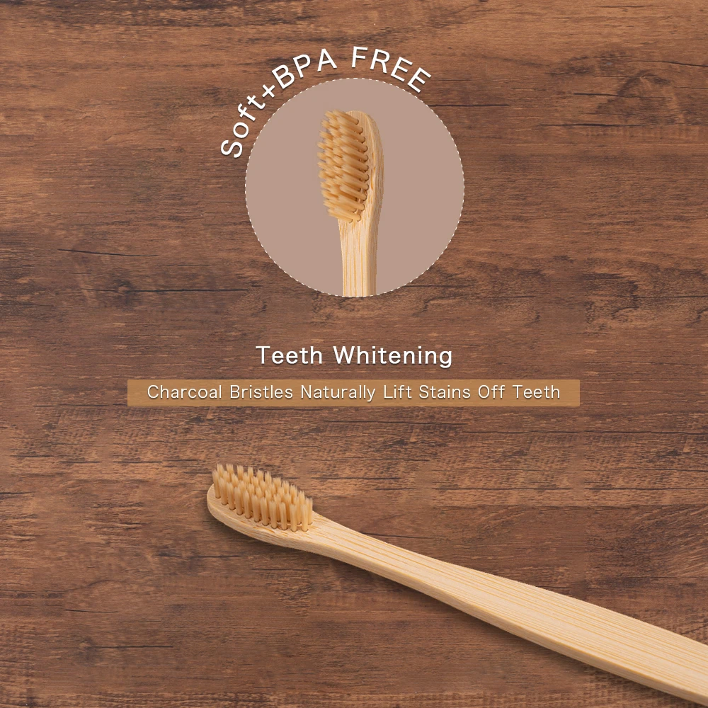 Escova de dentes de bambu de cerdas