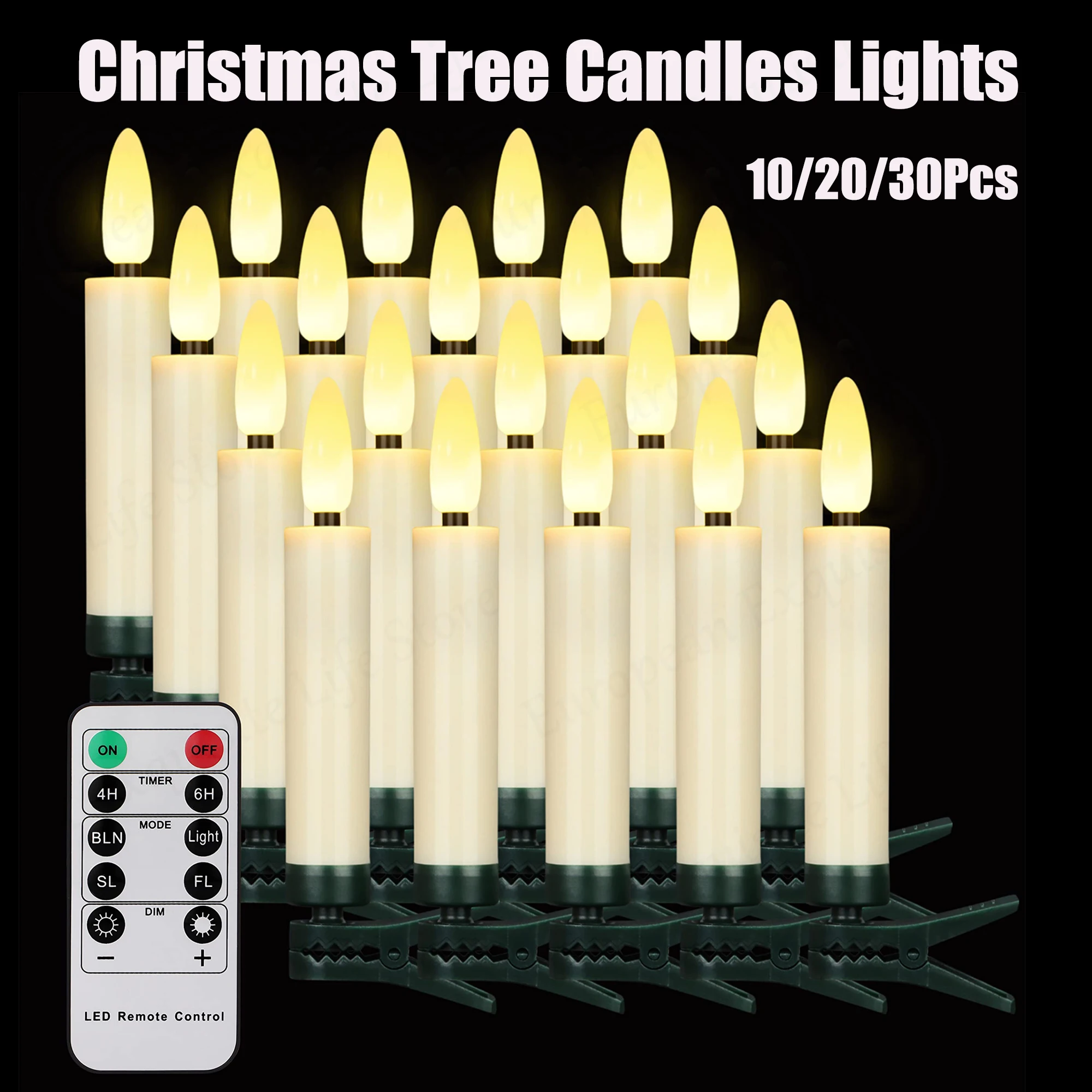 

10/20/30Pcs Christmas Tree Candles Lights LED Flameless Taper Candles Flickering with Remote Timer and Dimmable for Xmas/Wedding