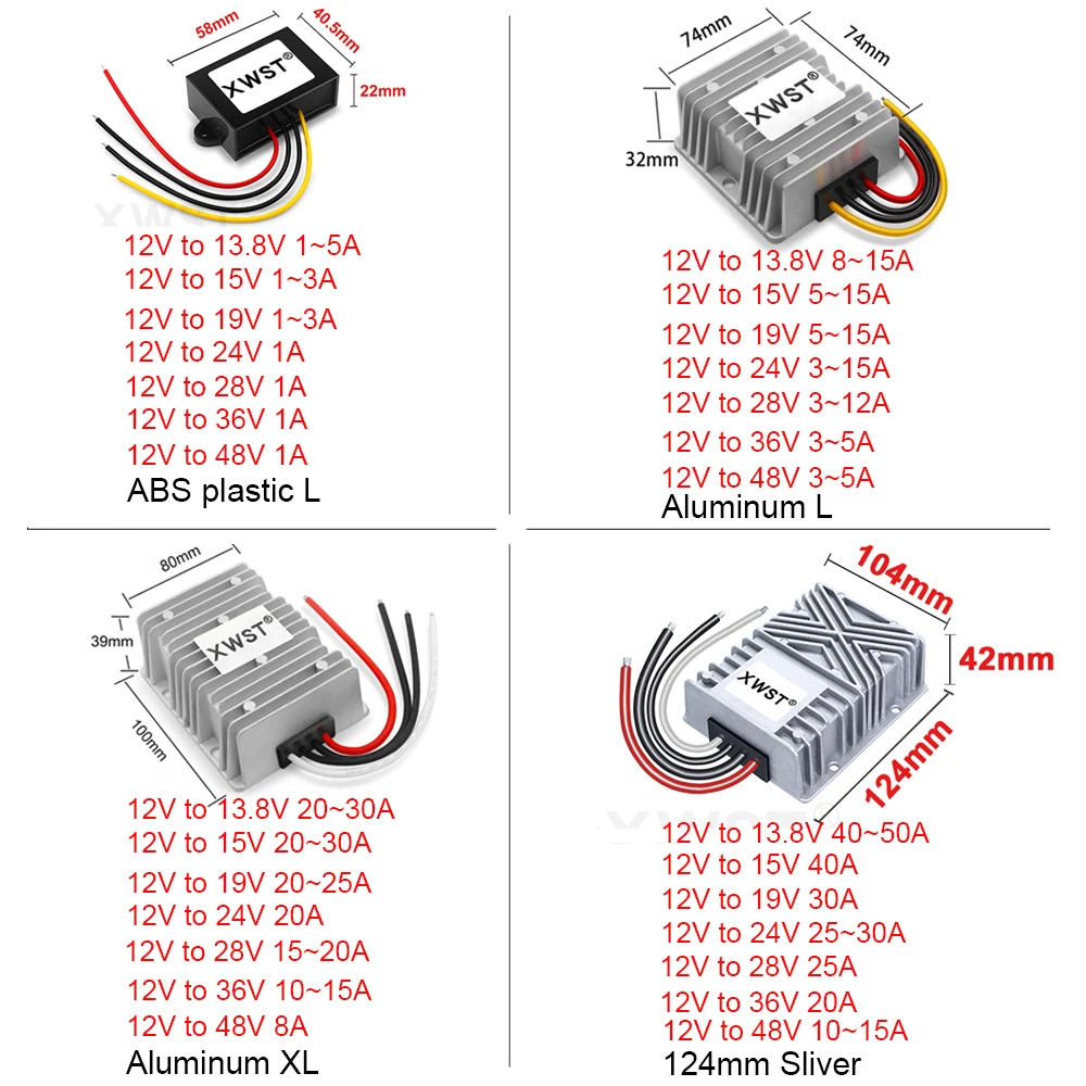 Power Supply Converter XWST DC DC Boost 12V to 13.8V-48V Car Laptop