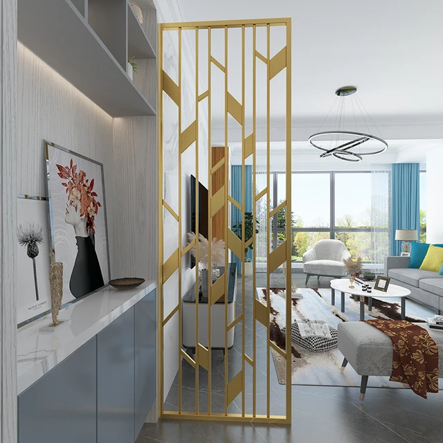 Rozsdamentes Acél Képernyő Partíció Fal Titán Fém Fény Luxus Üreges Északi Minimalista Modern Tornác Étterem - Image 2