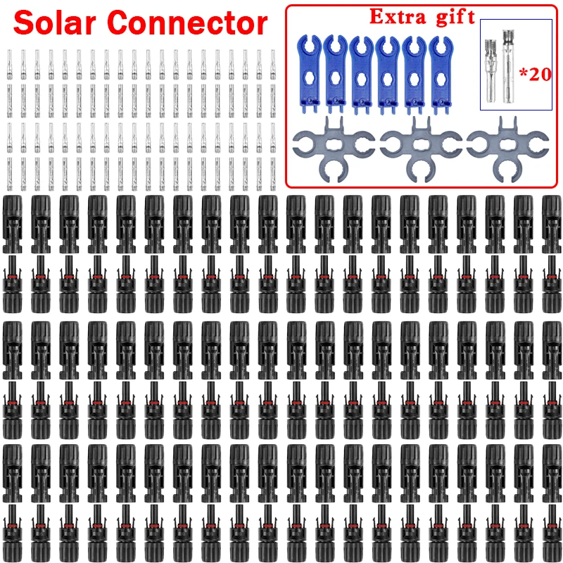 600/400/200/100/40/20/10 Pcs 광전지 태양 광 커넥터 1000V30A PV/MC 케이블 용 도매 패널 커넥터 키트 2.5/4..