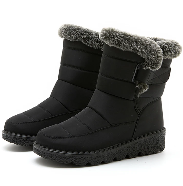 Women Winter Boots - Korean Style Mid Calf Snow Boots With Fur Lining & Waterproof Design
