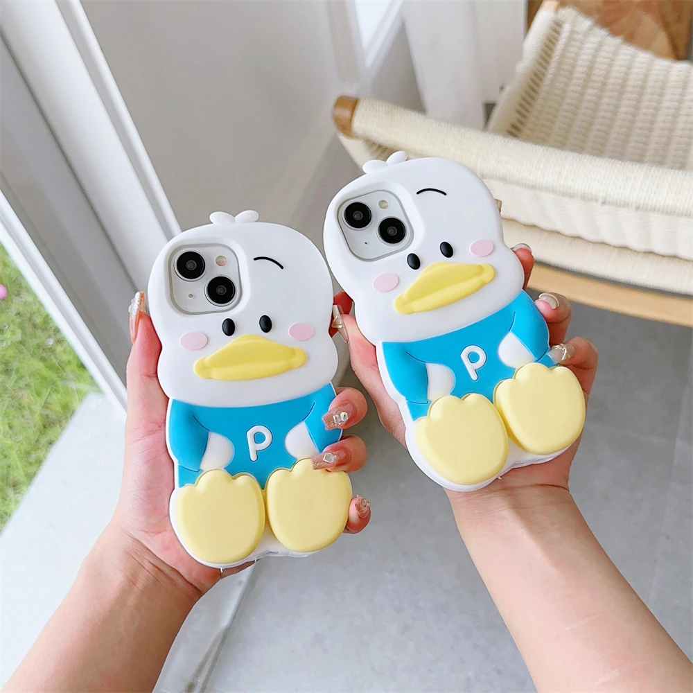 Cute Duck Duck Iphone 11 Case Japan Cute 3D Duck Retractable Foot