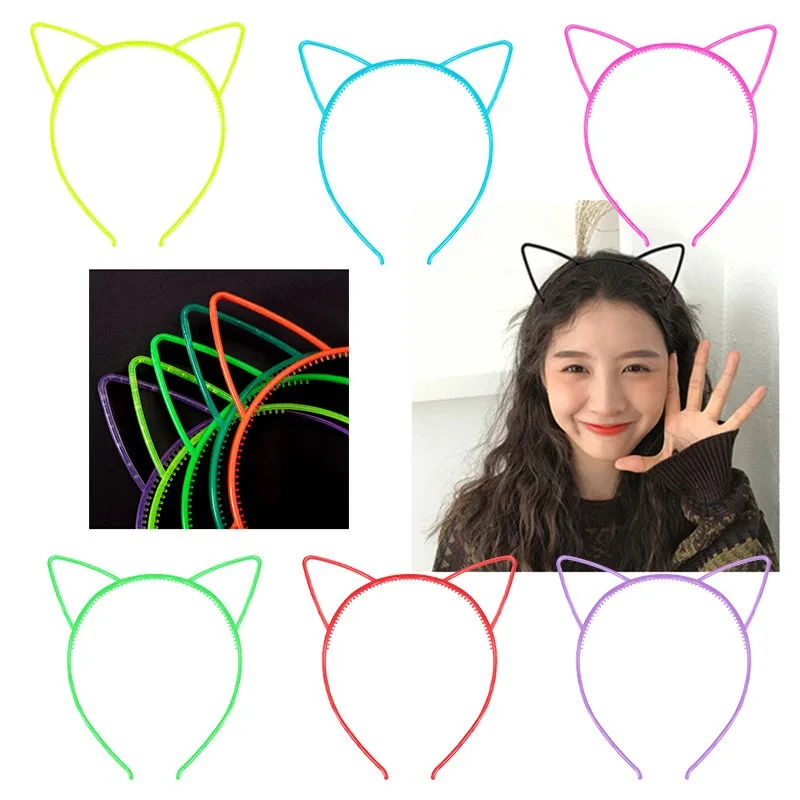 

1/3/5pcs Luminous Cat Ears Headband Elastic Glow In Dark Hairband for Women GirlsBirthday Headwear Hair Accessories
