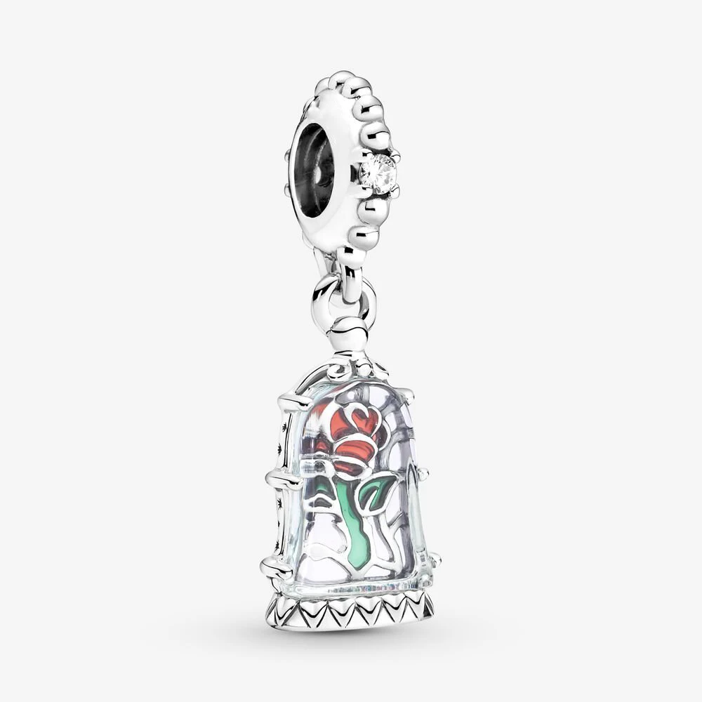Fit Original Pandora Charms Bracciali Disney Beauty And The Beast Enchanted Rose Ciondola Charm Jewelry Berloque